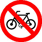 Placa de trânsito proibido trânsito de bicicletas R-12