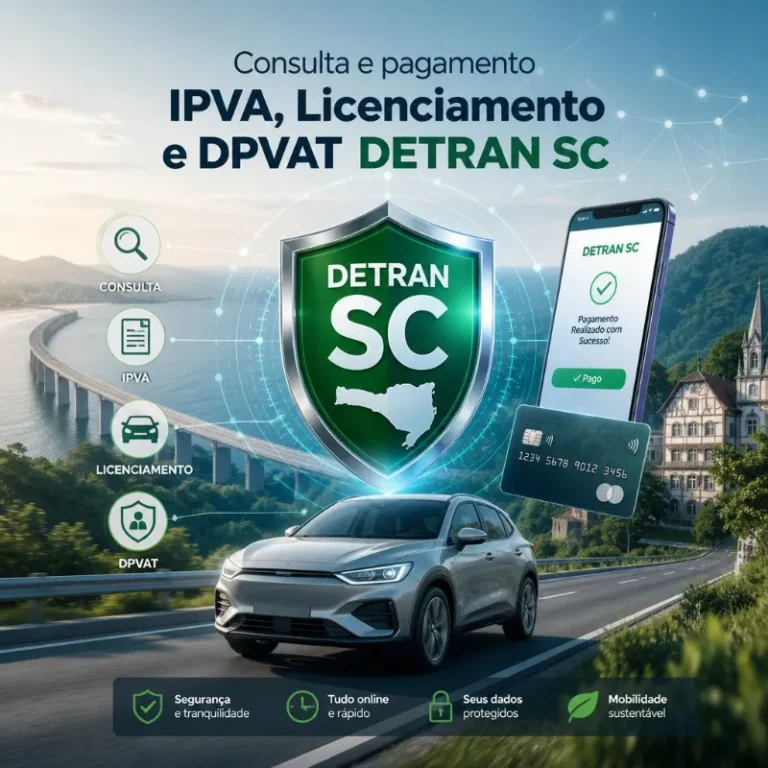 Anúncio de pagamento online de IPVA e Licenciamento DETRAN SC.