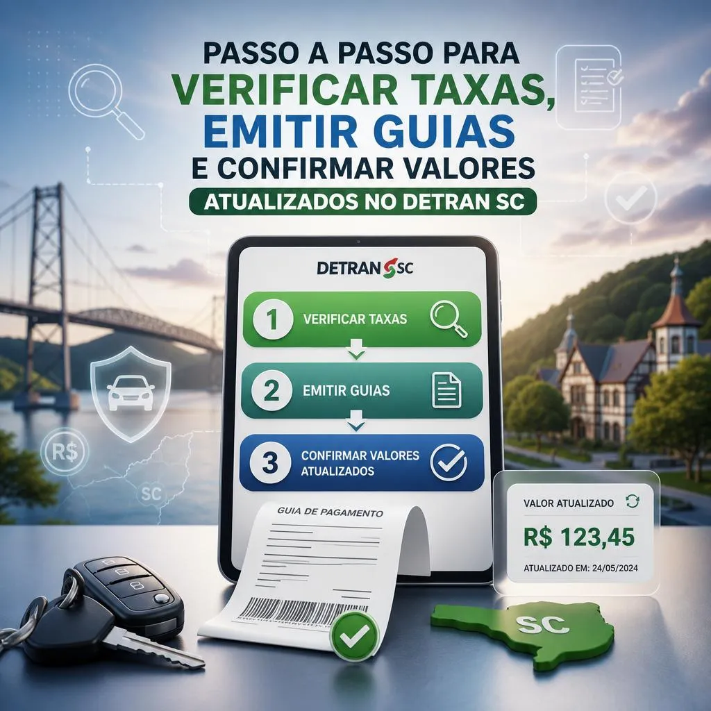 Infográfico passo a passo para serviços online do DETRAN SC.